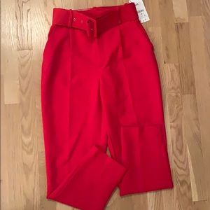 Zara Highwaisted Belted Red Pants